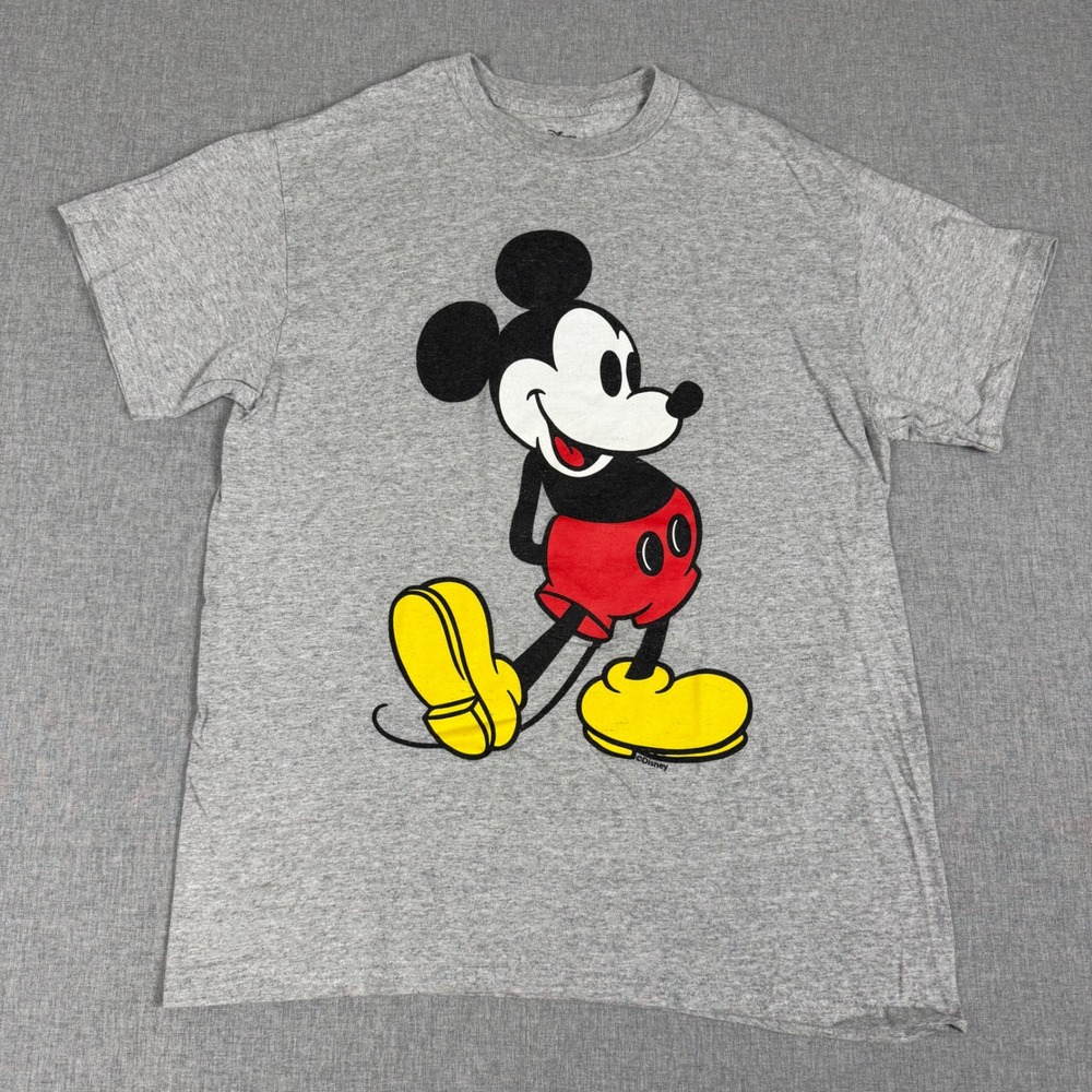 Disney Mickey Mouse Gray Graphic T-Shirt Medium Retro Classic Cartoon